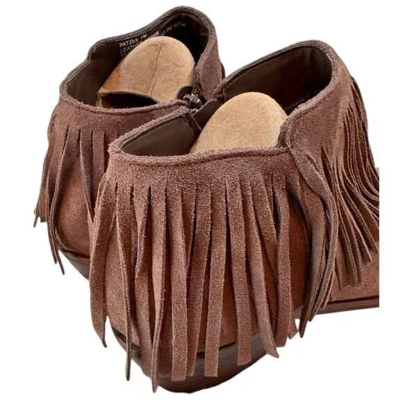 Steve Madden Womens Patzee Boot Size 7 Brown Suede Fringe Bootie Low Block Heel - Picture 10 of 14